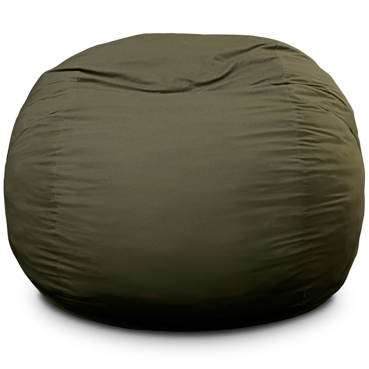 Green bean bag chair on a white background #color_forest-green-velveteen