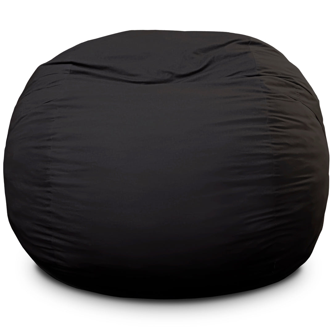Black bean bag chair on a white background #color_black-brushed-denim
