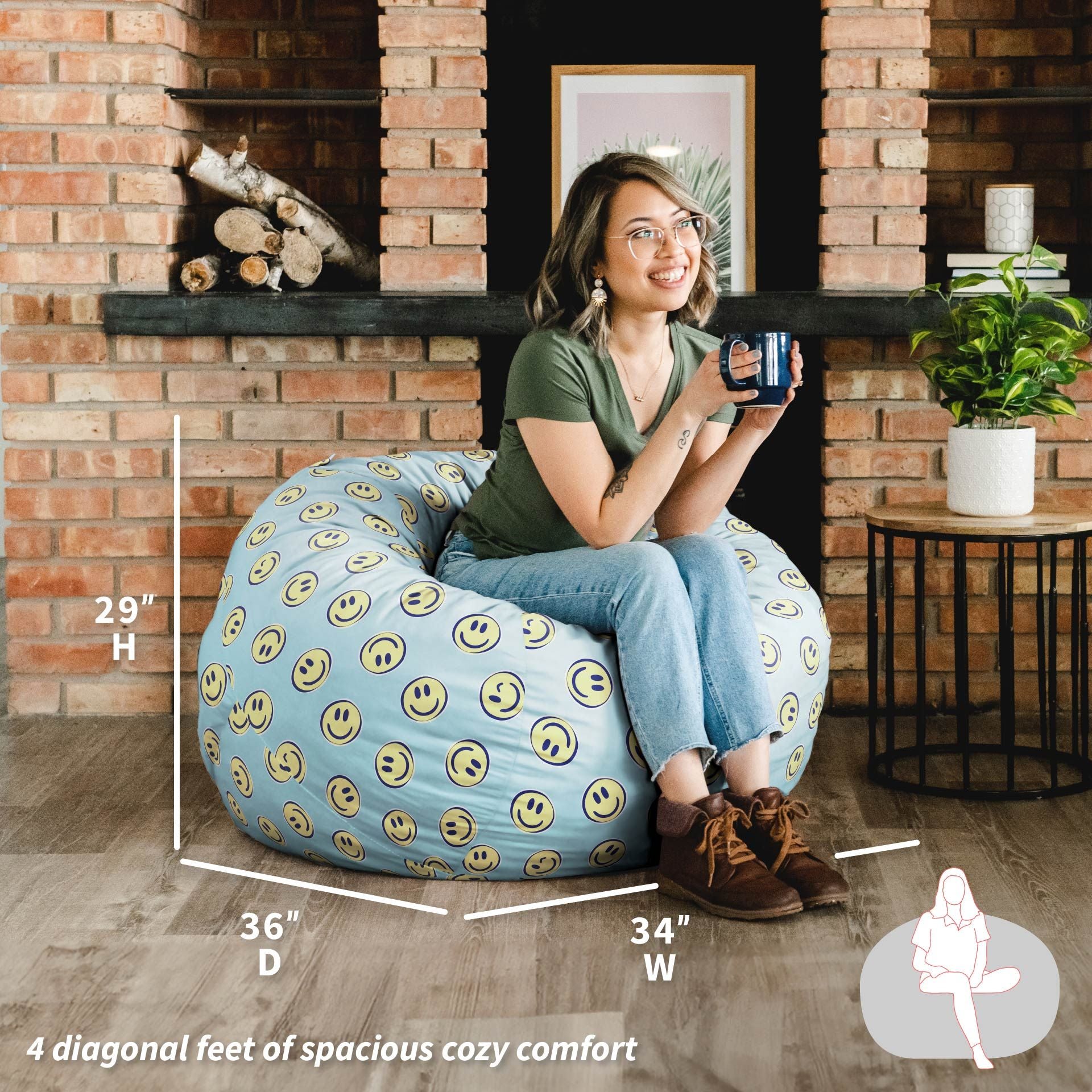 Fuf® 4ft Foam Bean Bag Chair | Big Joe® Bean Bag for Teens
