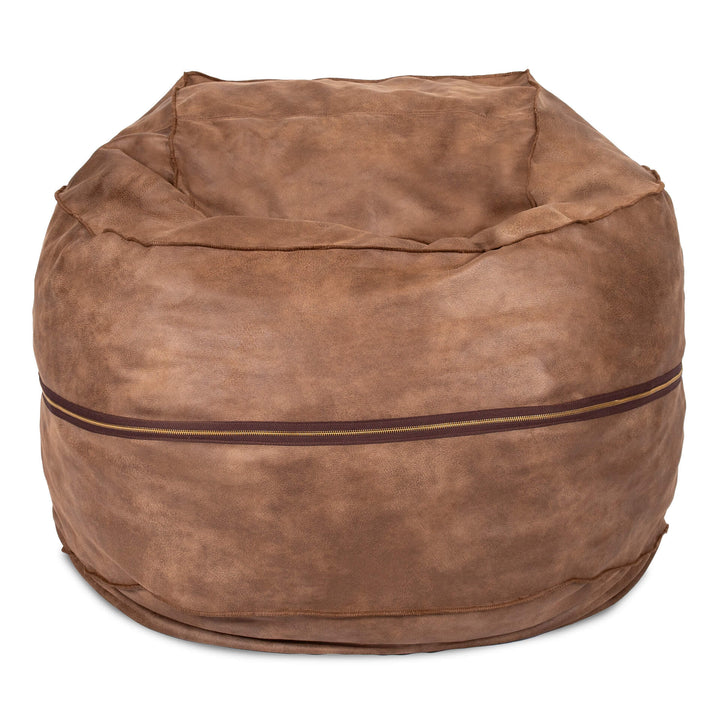 Brown bean bag chair with a visible brand logo on a white background #color_coffee-soft-vegan-leather