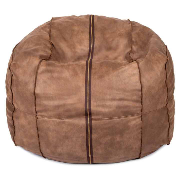Brown bean bag chair with visible stitching on a white background #color_coffee-soft-vegan-leather