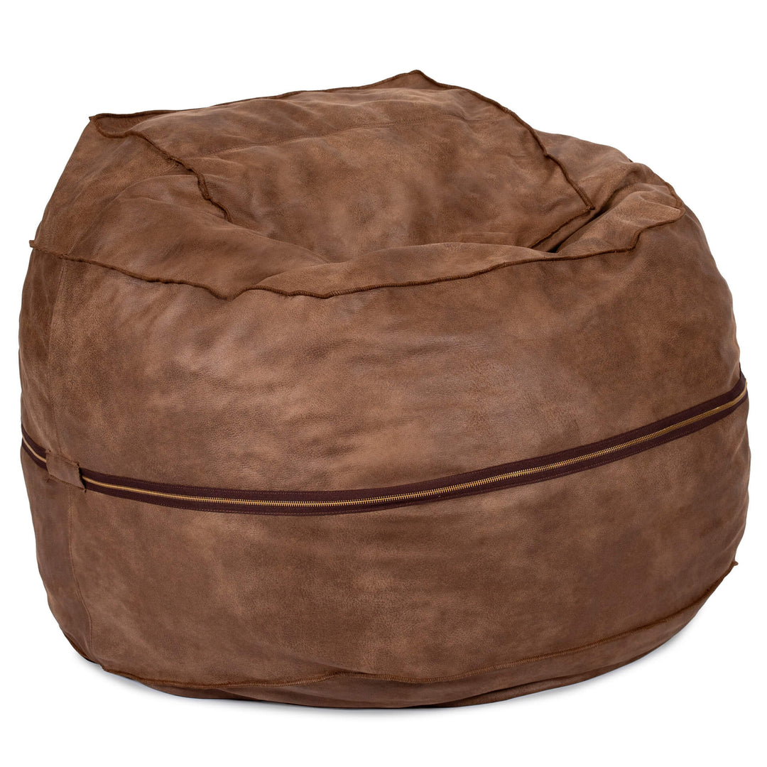 Brown bean bag chair with a visible brand logo on a white background #color_coffee-soft-vegan-leather