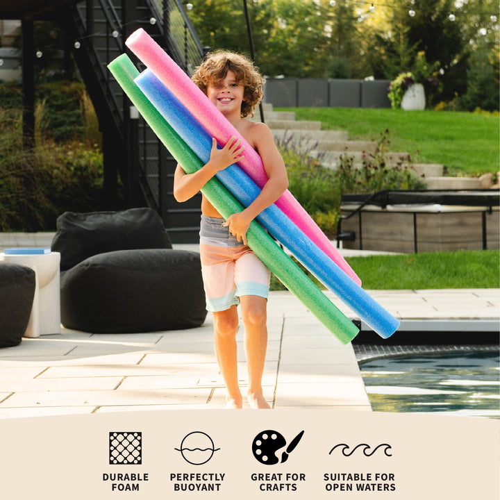 Foam Pool Noodle Case of 40 in Green, Blue, Pink features and benefits 