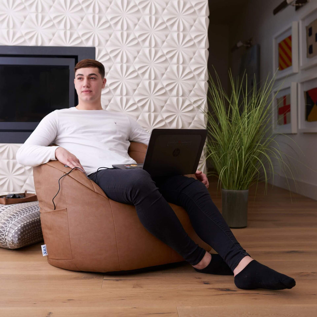 Computer Chair Milano Vibe Bean Bag Chair #color_caramel-vegan-leather