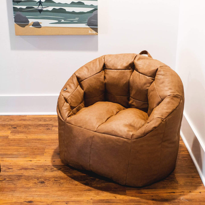 Style Your Space Milano Vibe Bean Bag Chair #color_caramel-vegan-leather