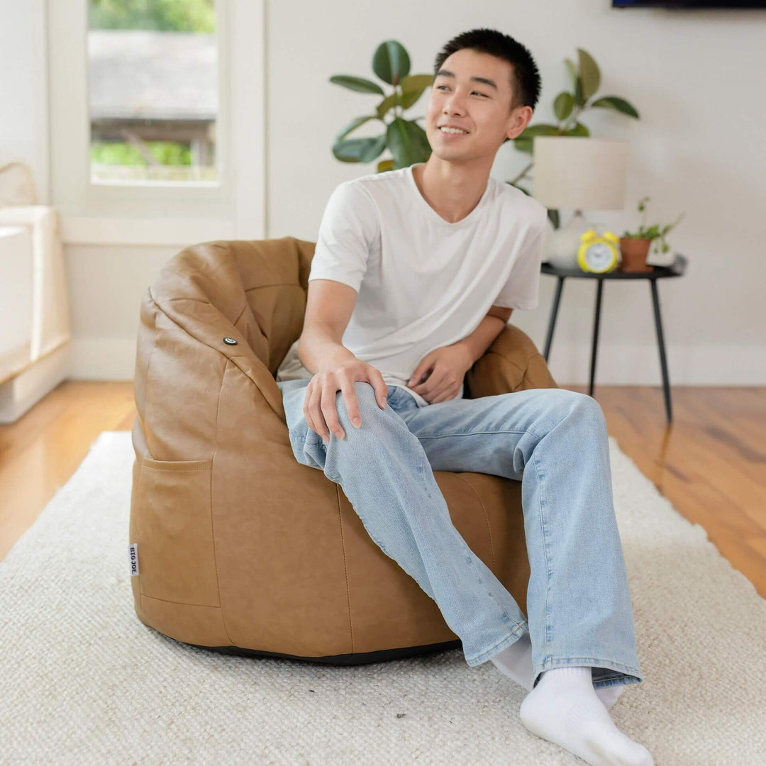 Relax in the Milano Vibe Bean Bag Chair #color_caramel-vegan-leather