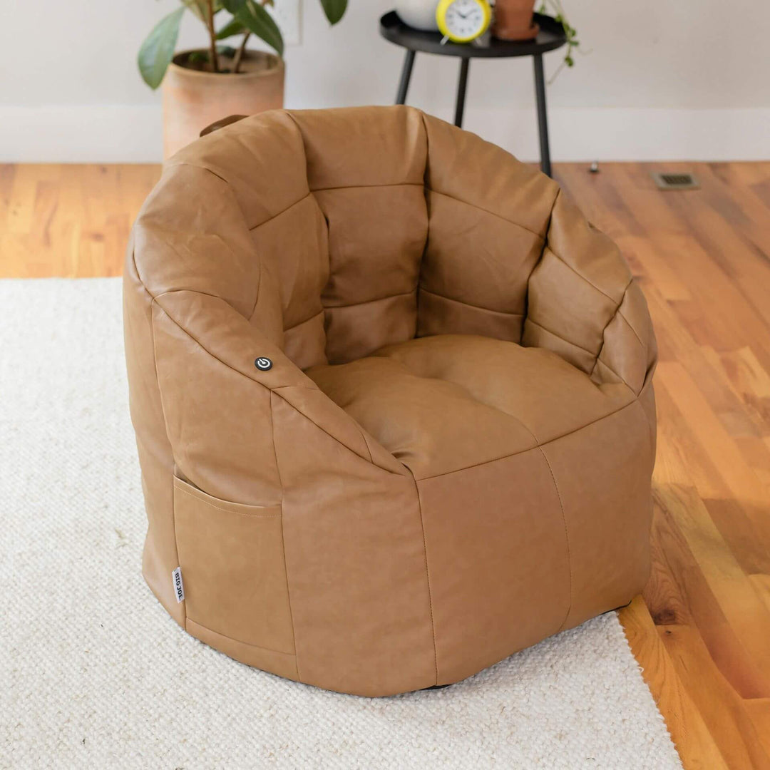 Decor Milano Vibe Bean Bag Chair #color_caramel-vegan-leather