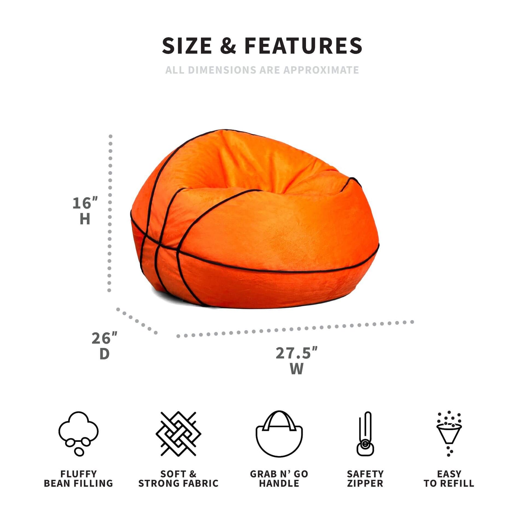 Big Joe® Basketball Sports Ball Kids Bean Bag Chair