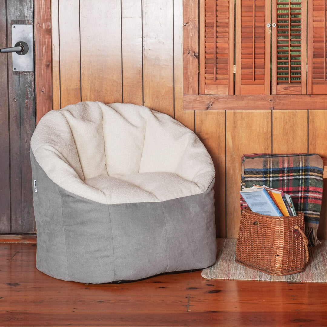 Accent Chair or reading nook chair #color_graphite-sherpa-vegan-suede