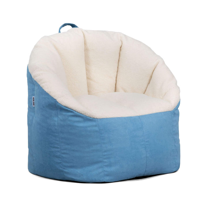 Milano relaxed beanbag chair for adults side #color_dusty-blue-sherpa-vegan-suede