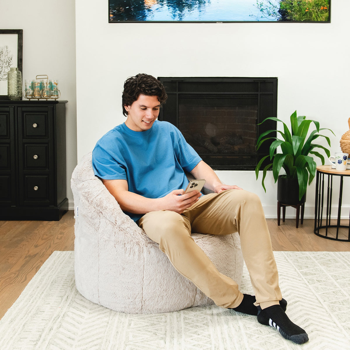 Milano Bean Bag Chair in Palomino Plushie Fabric 