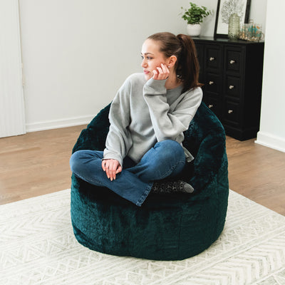 Milano Bean Bag Chair in Emerald Plushie Fabric 