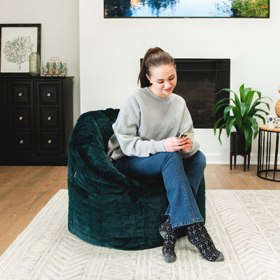 Milano Bean Bag Chair in Emerald Plushie Fabric 