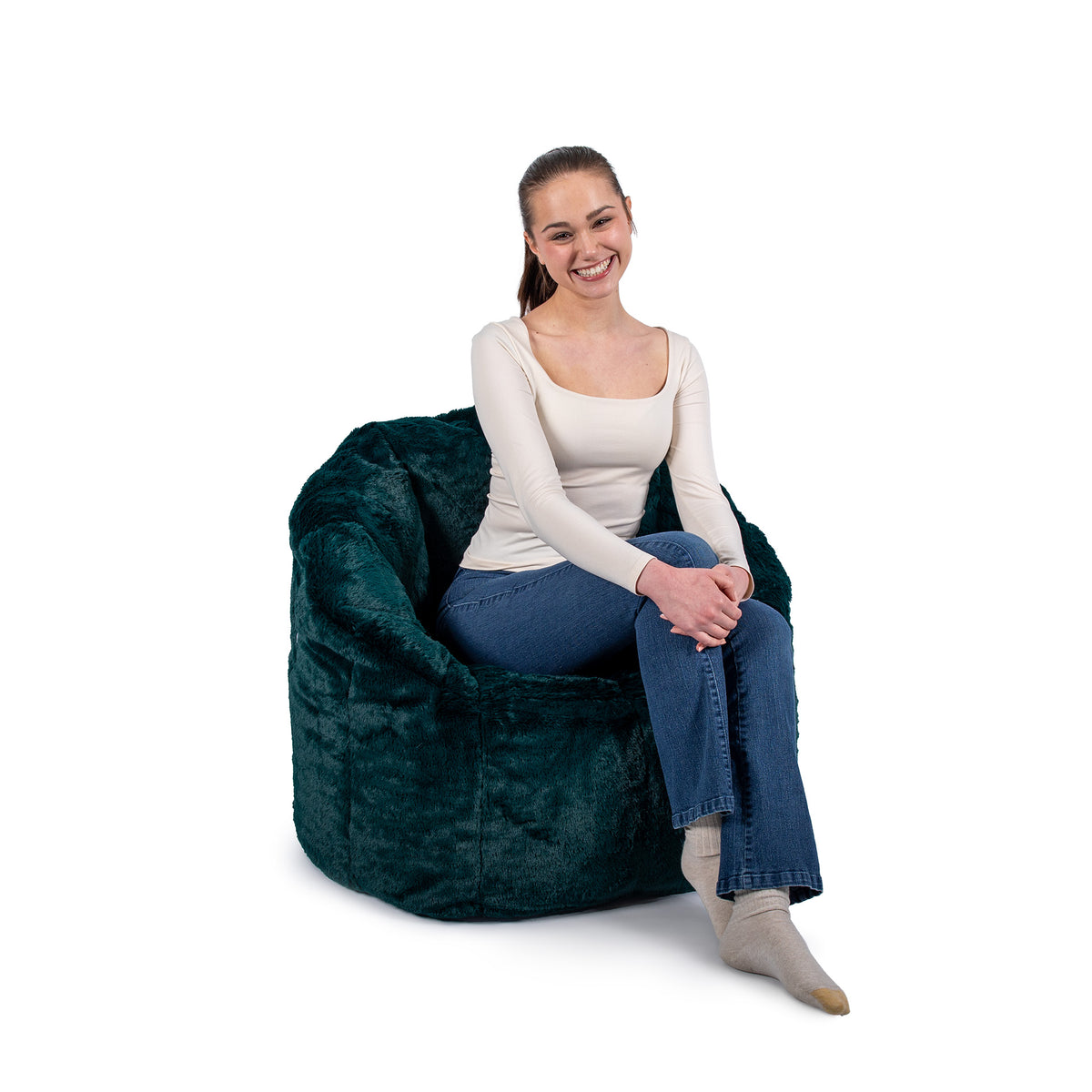 Milano Bean Bag Chair in Emerald Plushie Fabric 