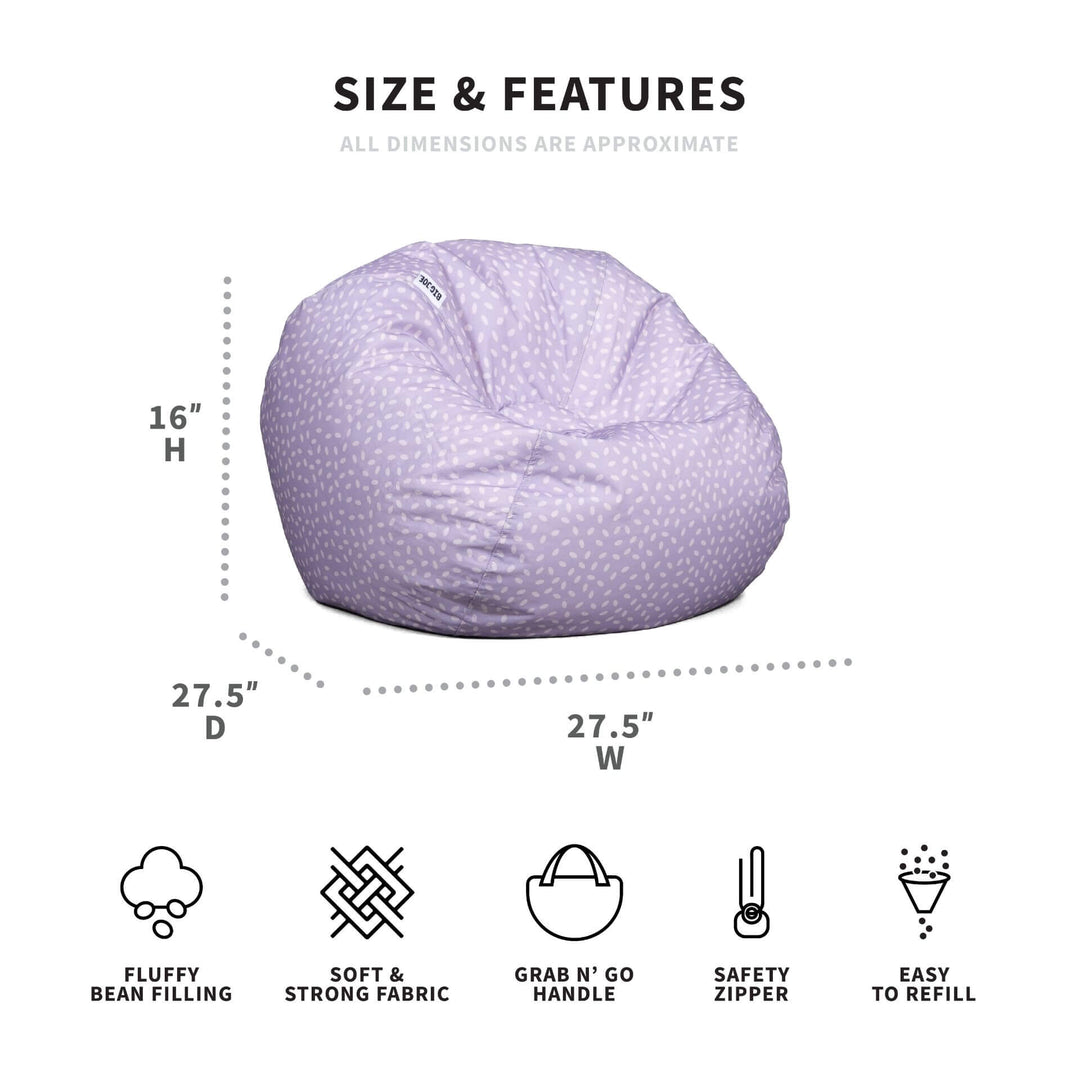 Purple beanbag for kids dimensions #color_petal-pip-lilac-smartmax