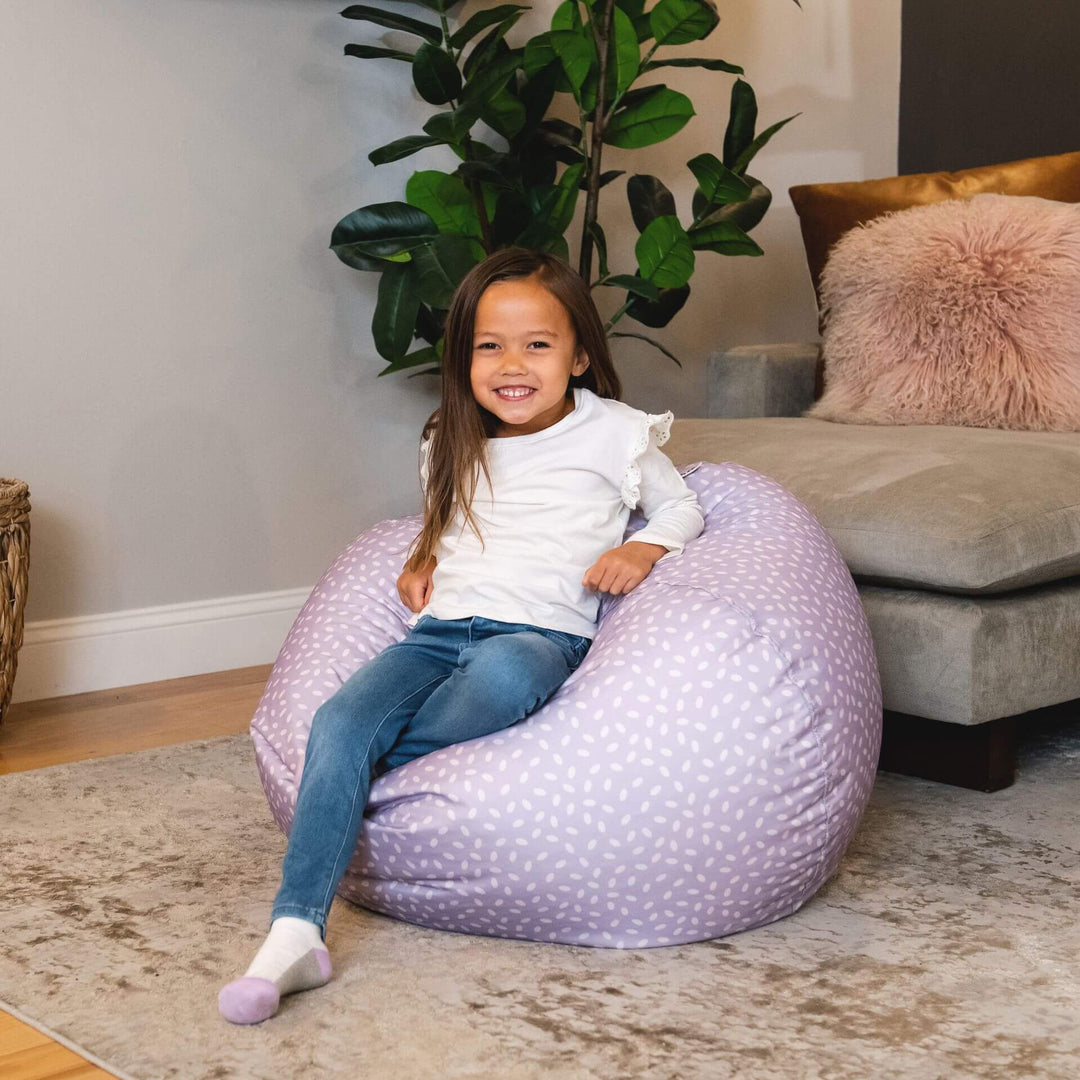 Girls purple lilac polka dot beanbag chair#color_petal-pip-lilac-smartmax