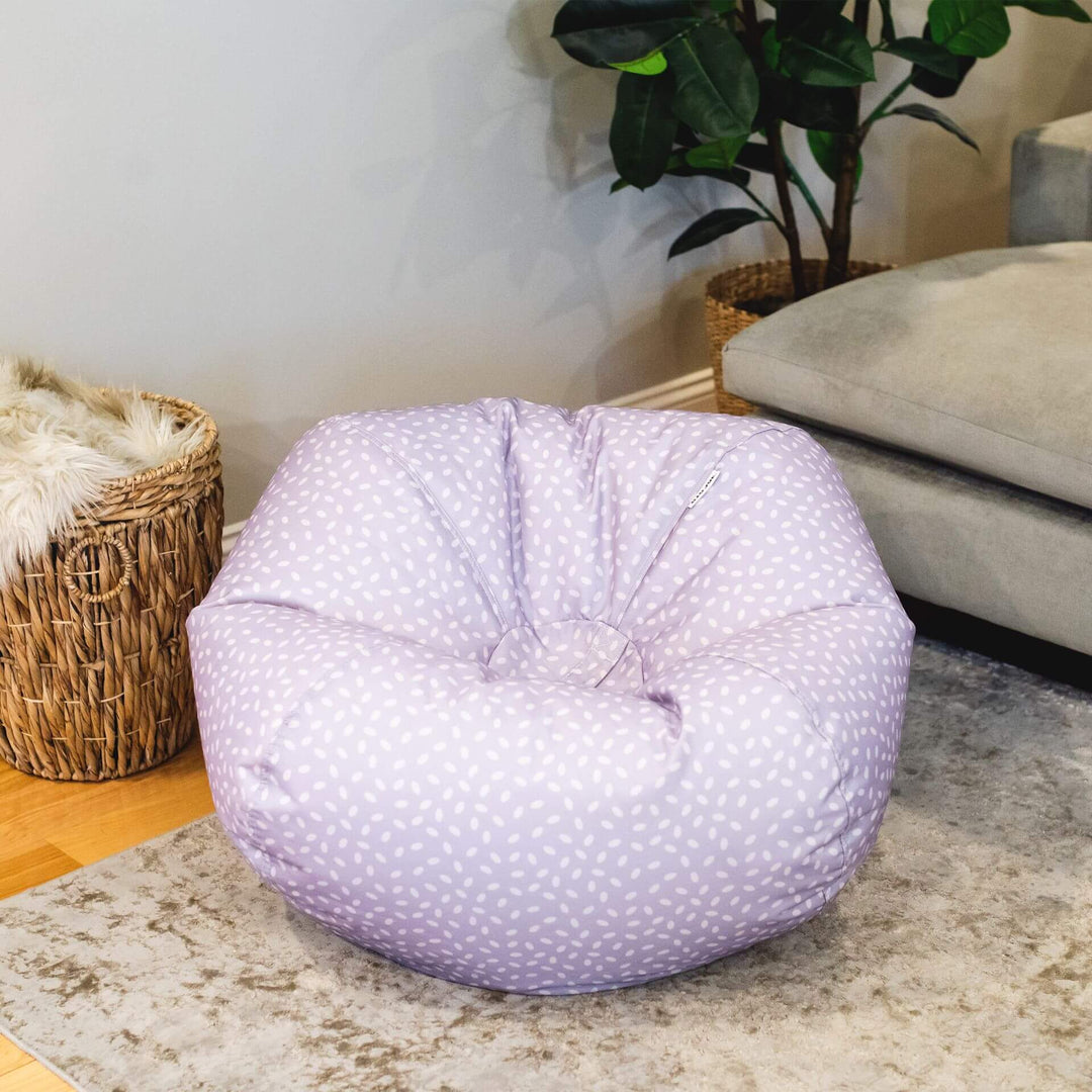 Purple kids bean bag in living room #color_petal-pip-lilac-smartmax