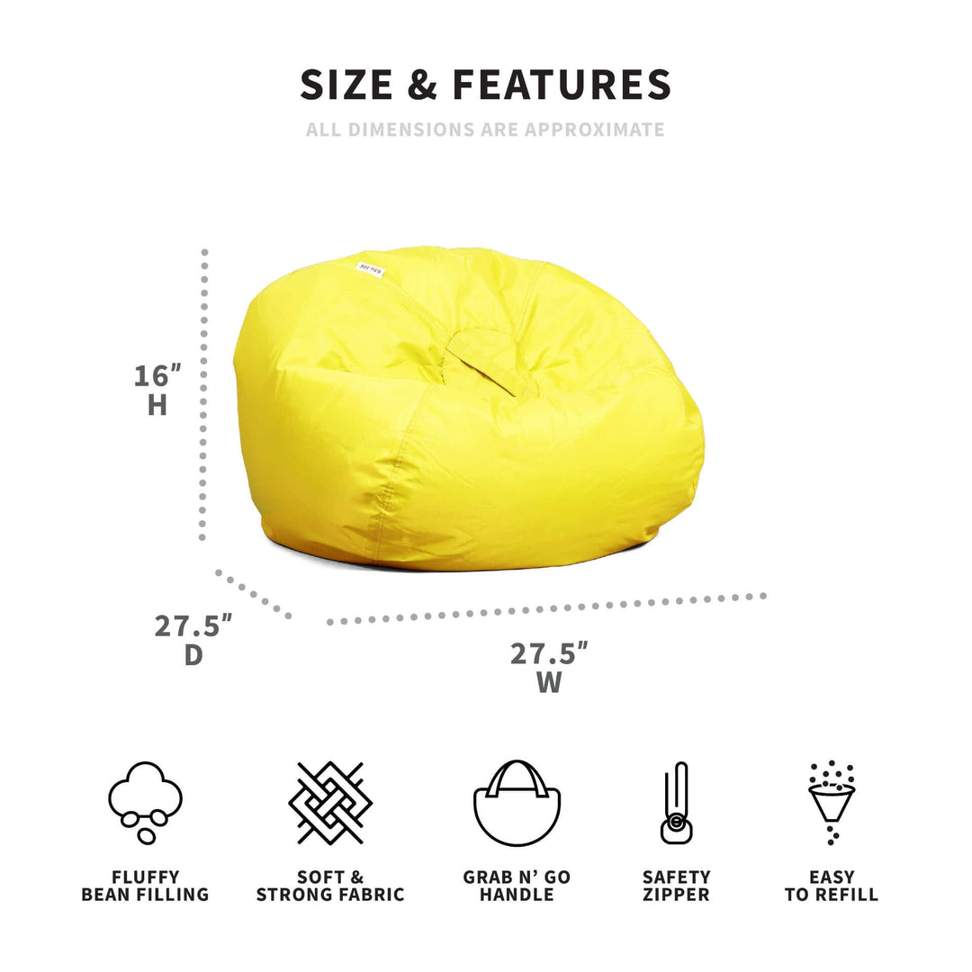 Yellow kids bean bag chair dimensions #color_buttercup-smartmax
