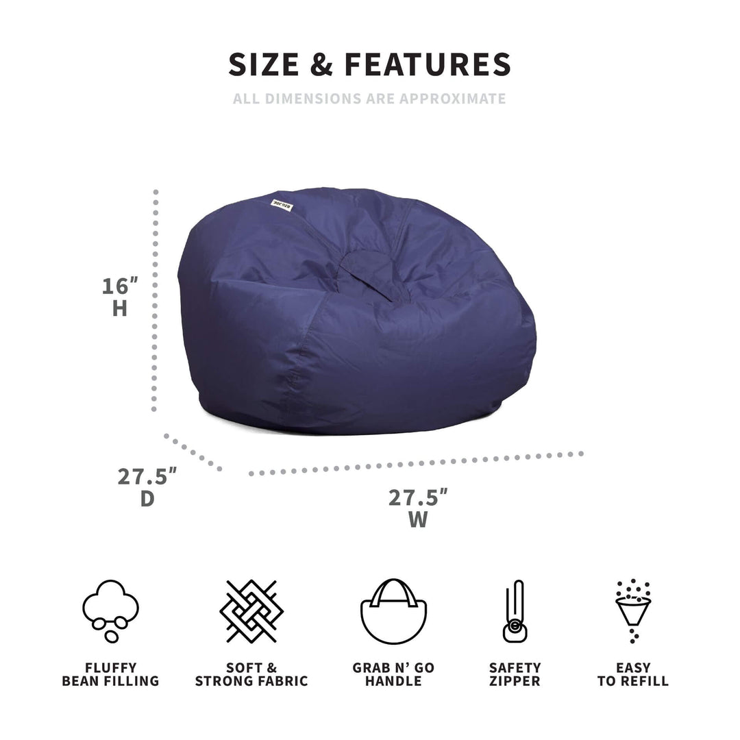 Blue bean bag chair for kids dimensions #color_navy-smartmax