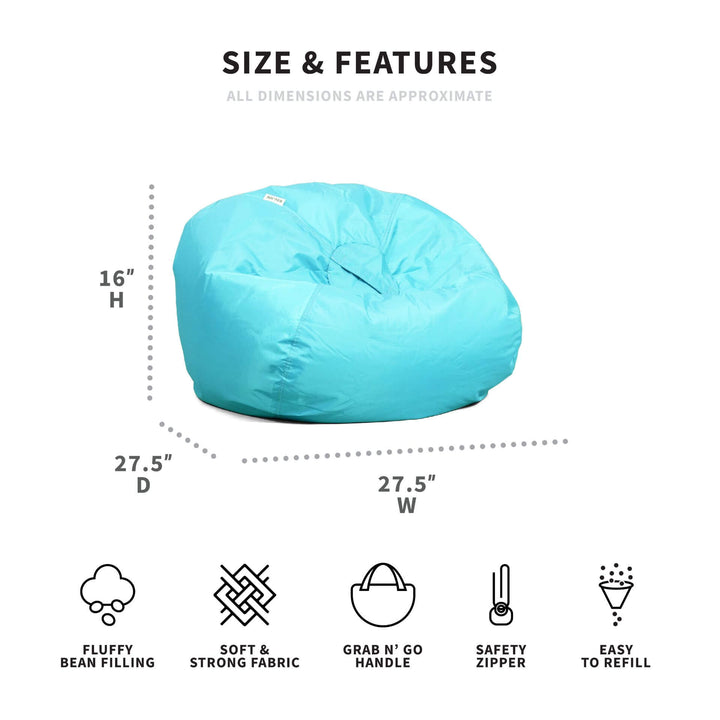 Aqua beanbag dimensions, kids size #color_aqua-smartmax