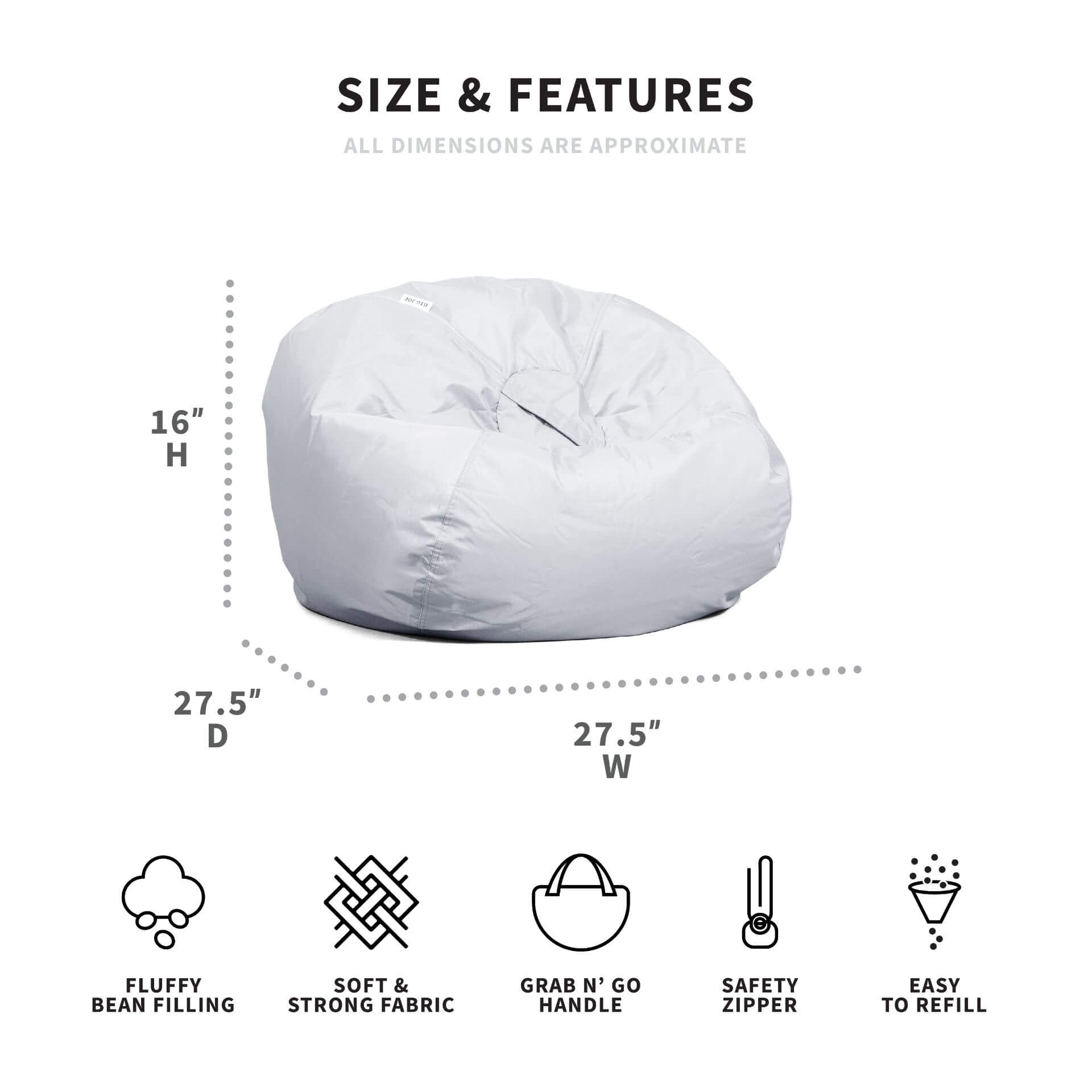 Black and best sale white bean bag