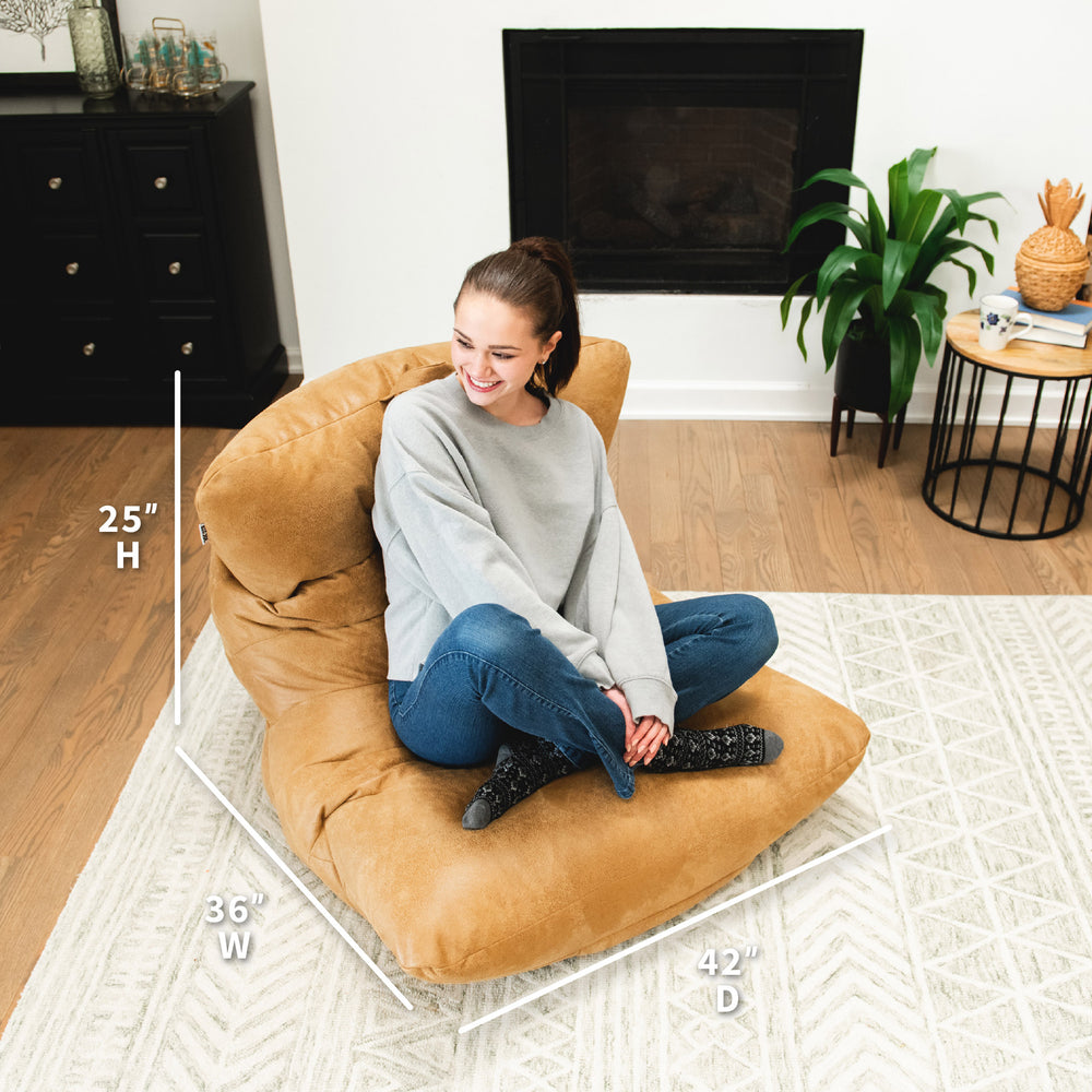 Dimensions Roma Bean Bag Chair for adults #color_rustic-tan