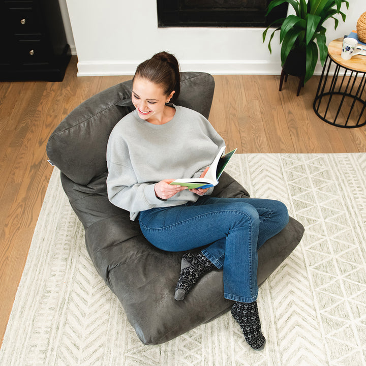 Roma Bean Bag Chair in Shadow Graphite Vintage Suede #color_shadow-graphite