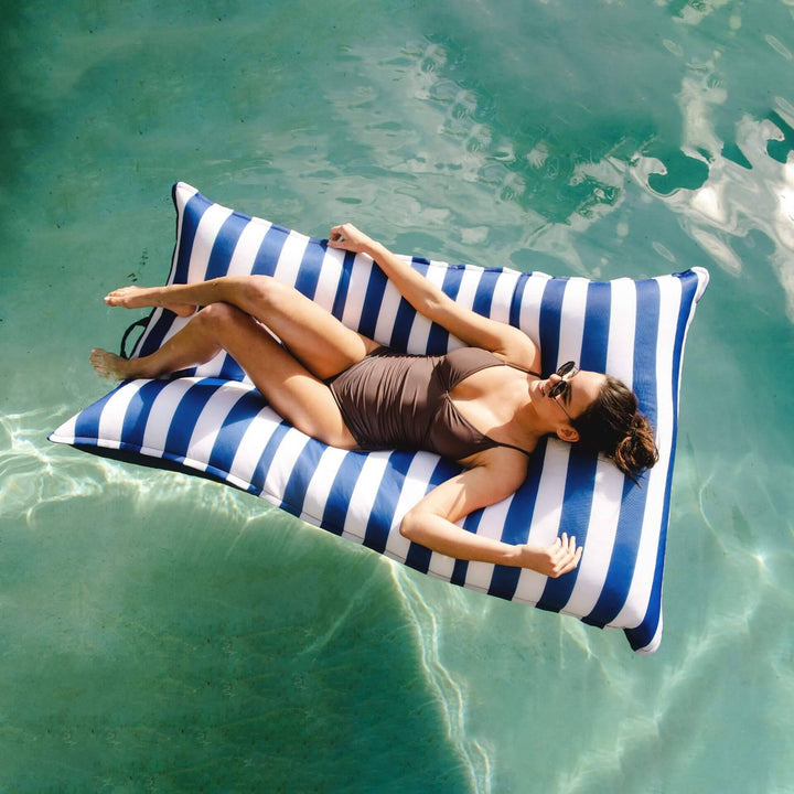Lagoon Lounger pool float woman floating #color_americana-nautical-stripe