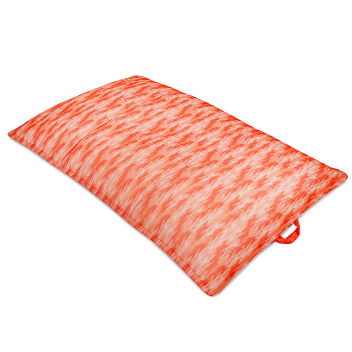 Orange and white striped pillow on a white background #color_peach-glow