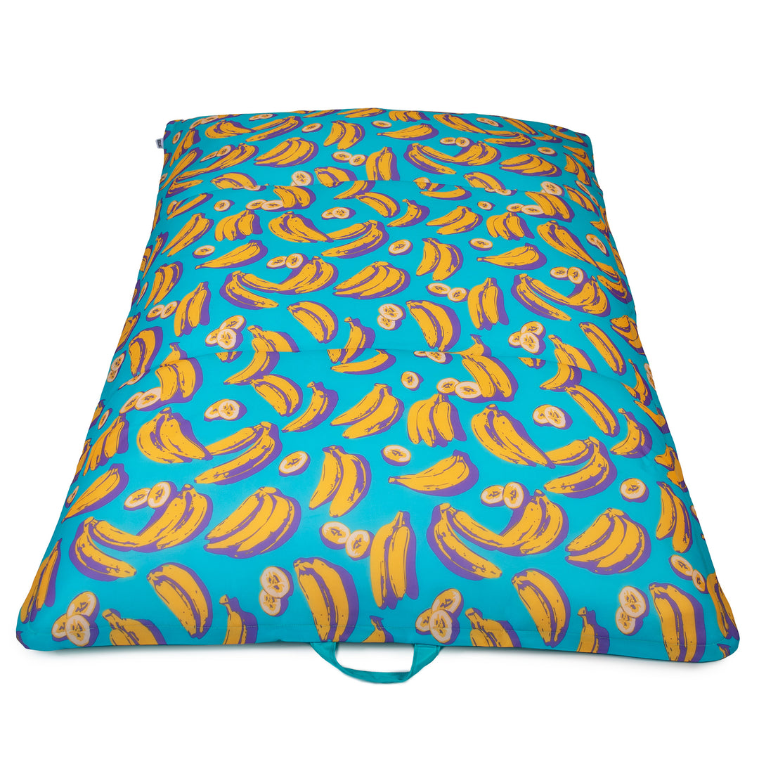 Pillow with banana pattern on a blue background #color_banana-pop