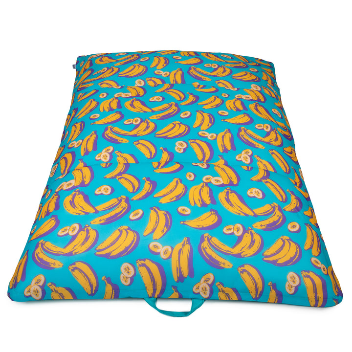 Pillow with banana pattern on a blue background #color_banana-pop