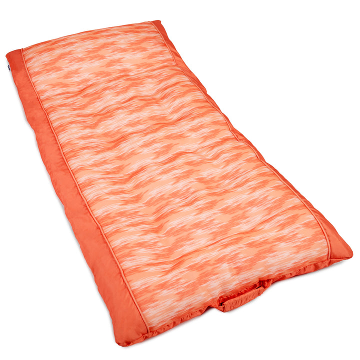 Orange and white striped pool lounger on a white background #color_peach-glow