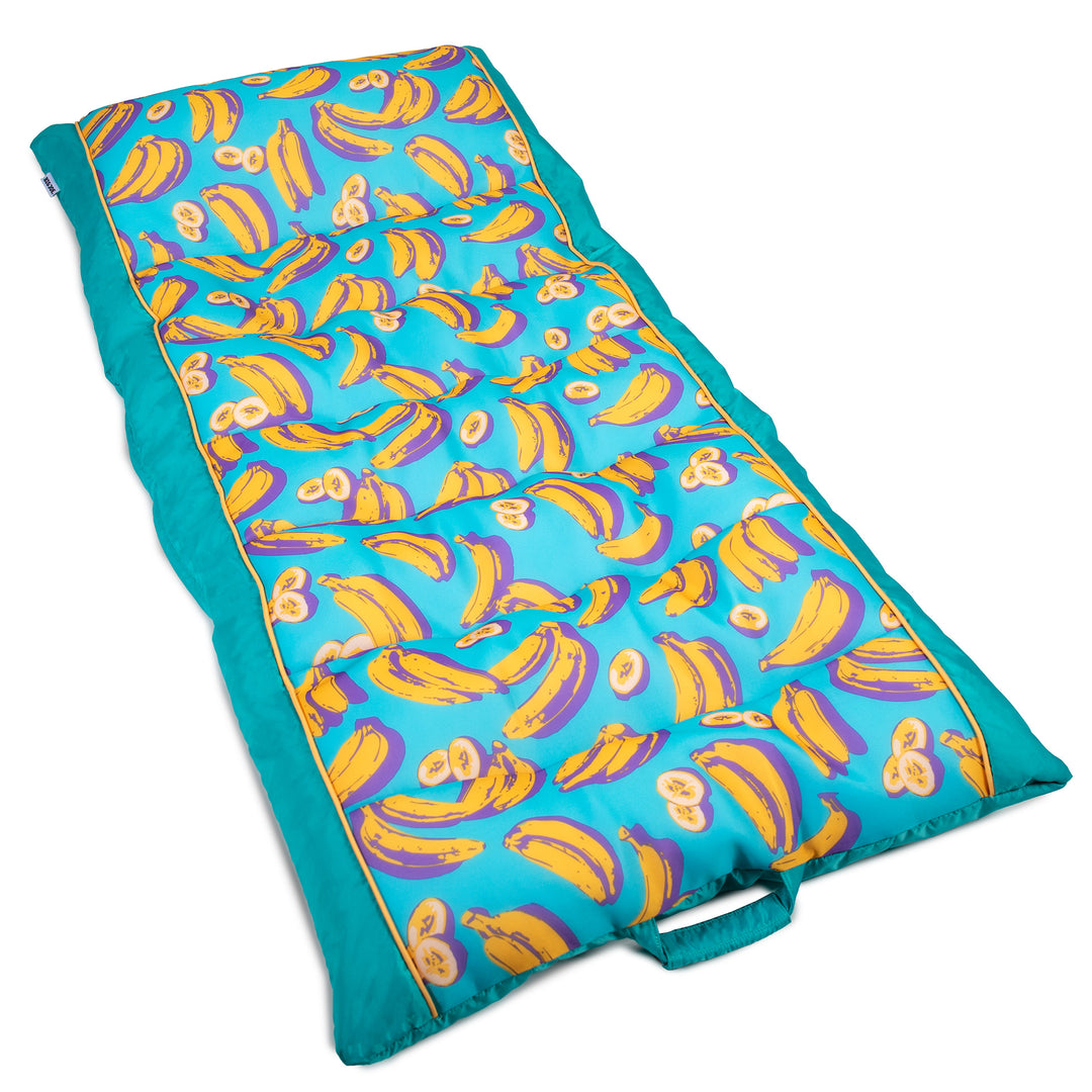 Turquoise pool float with banana pattern on a white background #color_banana-pop