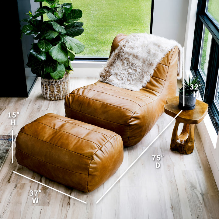 Modora® Lounger and Ottoman Bundle in Vegan Leather