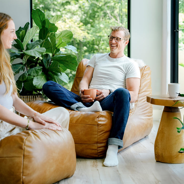 Modora® Lounger and Ottoman Bundle in Vegan Leather