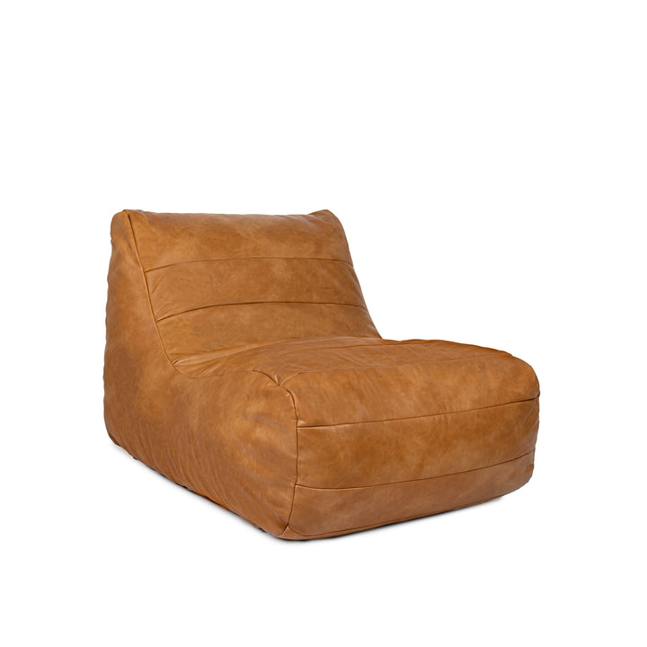 Brown leather bean bag chair on a white background 