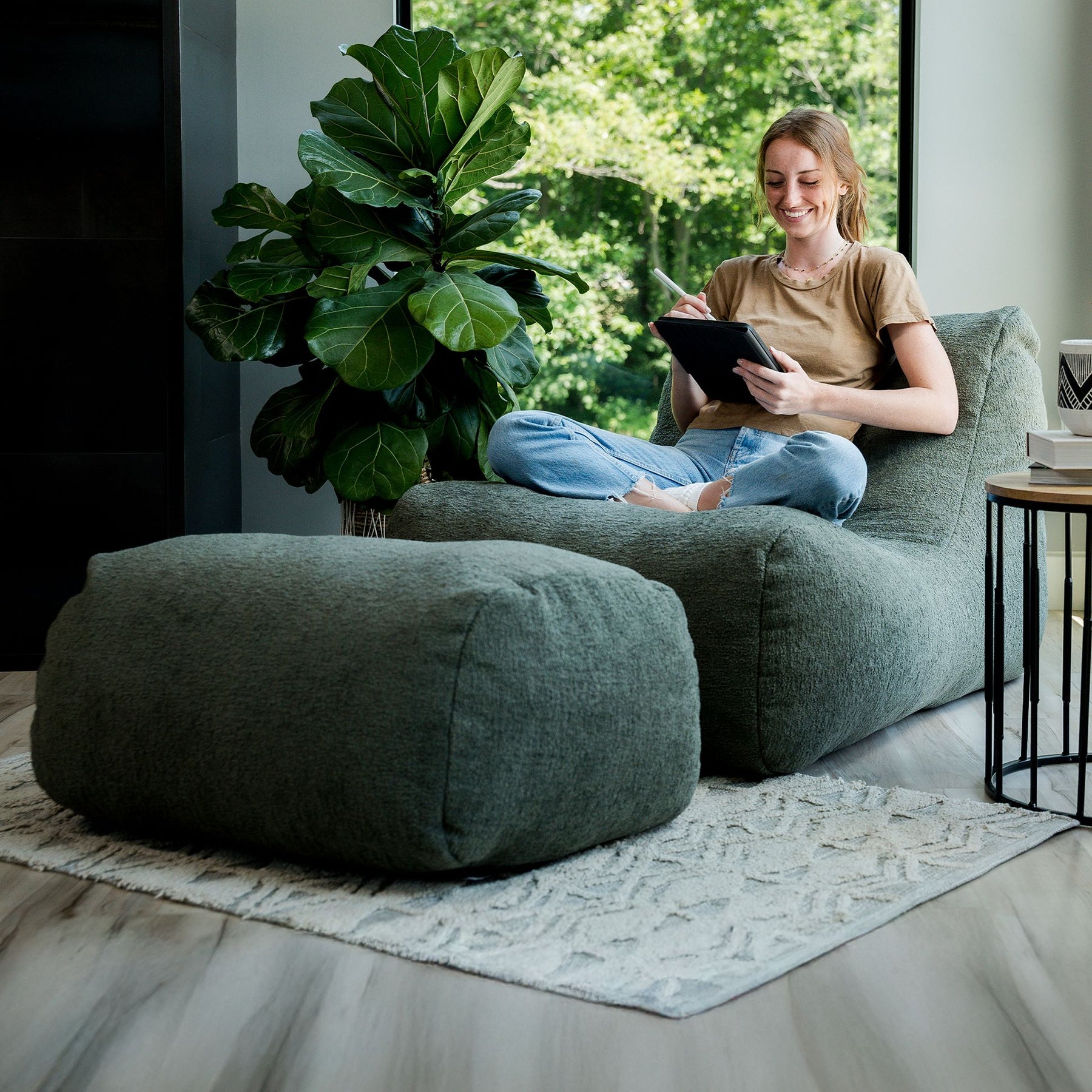 Modora® Lounger and Ottoman Bundle | Big Joe® Furniture
