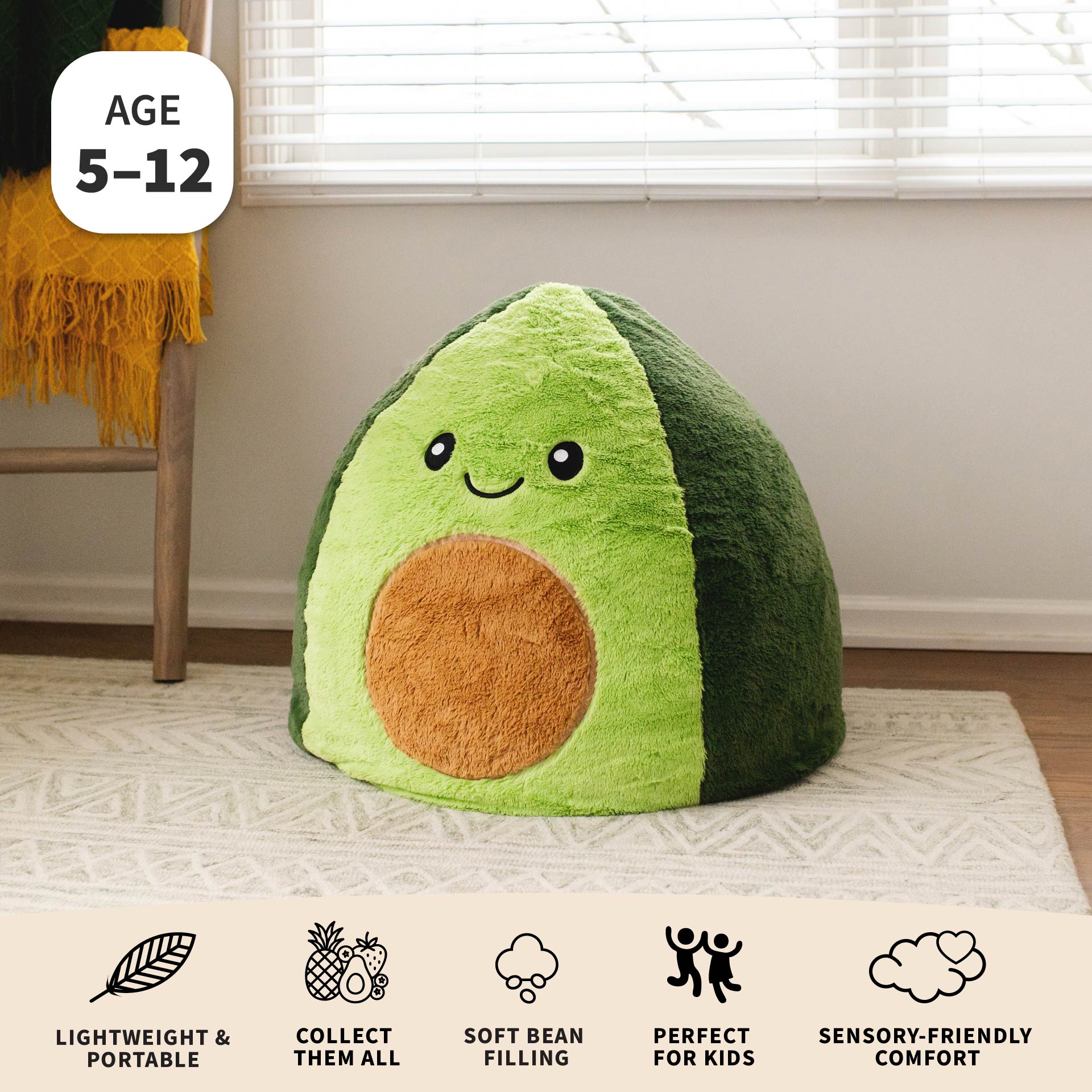 Avocado PlushiPals™ Bean Bag Chair | Big Joe® Chairs For Kids