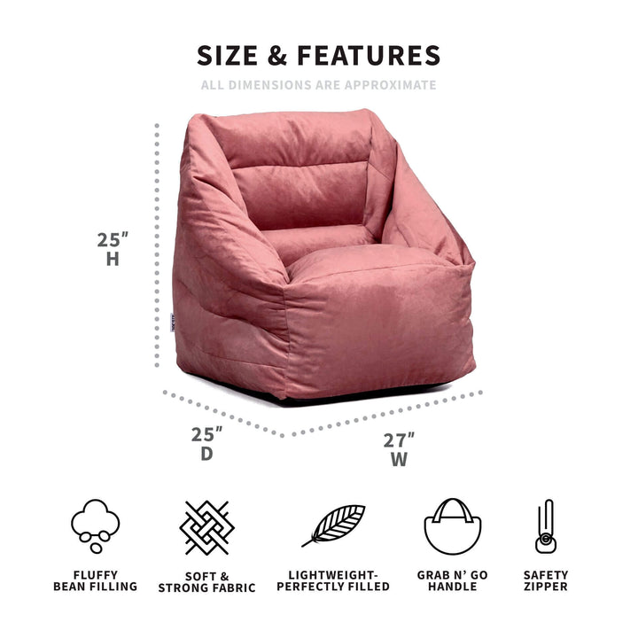 Beanbag chair dimensions #color_toasted-mauve-velvet