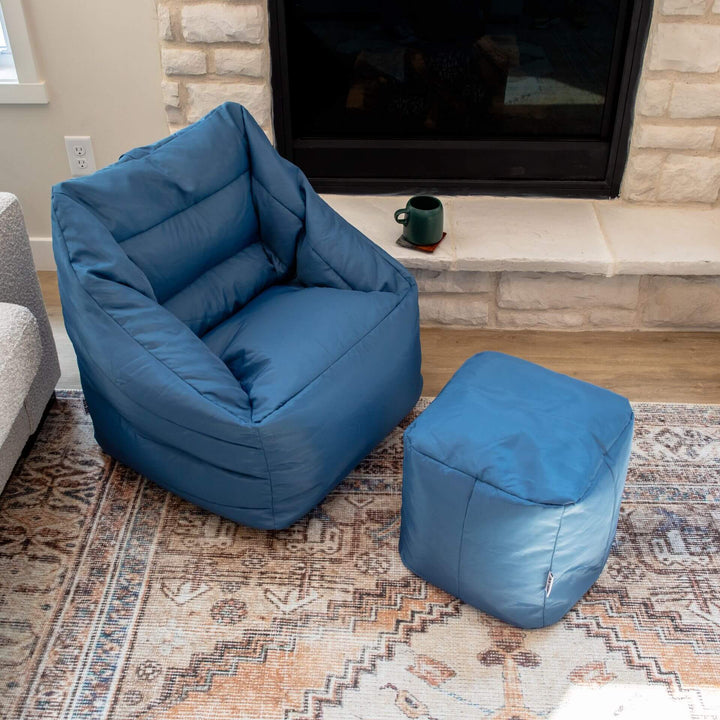 Aurora Chair and Ottoman, bean-filled beanbag#color_elemental-blue-smartmax