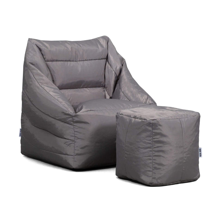 Front view of bean bag chair and ottoman #color_graphite-smartmax