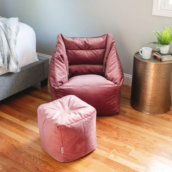 Bean Bag Chair and Ottoman combo #color_toasted-mauve-velvet