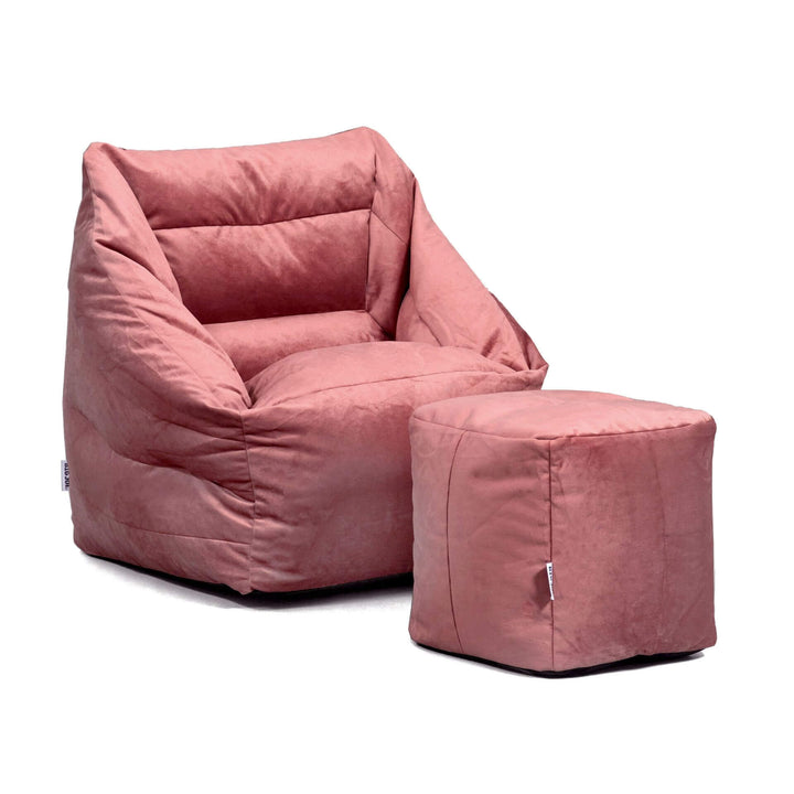 Aurora + Ottoman bean filled lounge chair #color_toasted-mauve-velvet