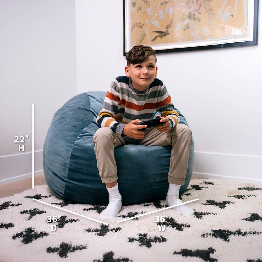 Little Big Fuf Foam Bean Bag Chair #color_slate-blue-plush