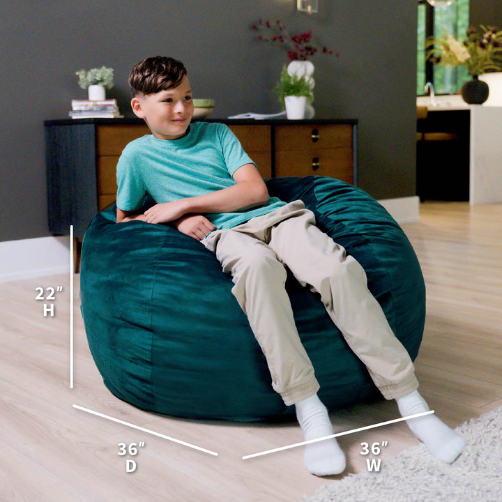 Little Big Fuf Foam Bean Bag Chair #color_mediterranean-plush
