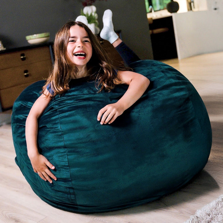 Little Big Fuf Foam Bean Bag Chair #color_mediterranean-plush