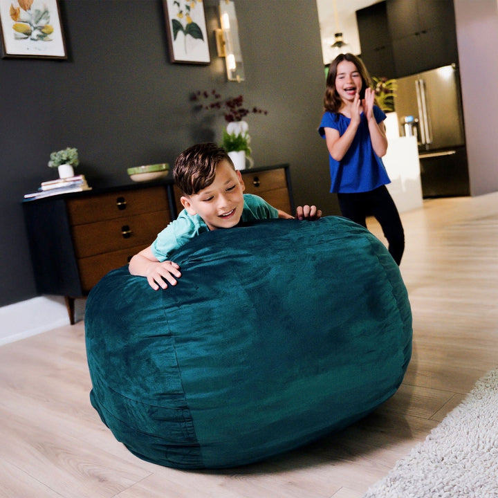 Little Big Fuf Foam Bean Bag Chair #color_mediterranean-plush