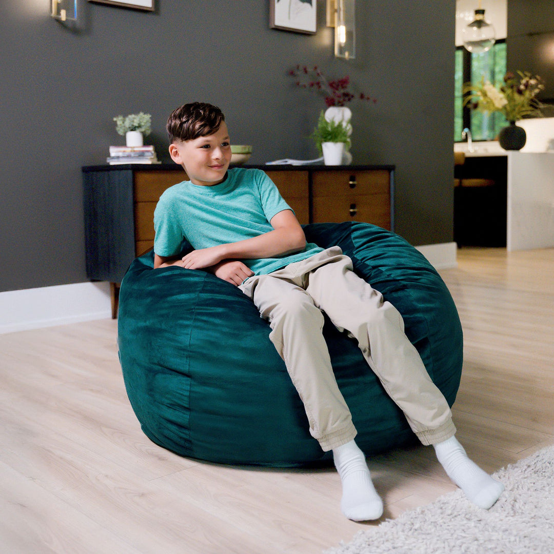 Little Big Fuf Foam Bean Bag Chair #color_mediterranean-plush