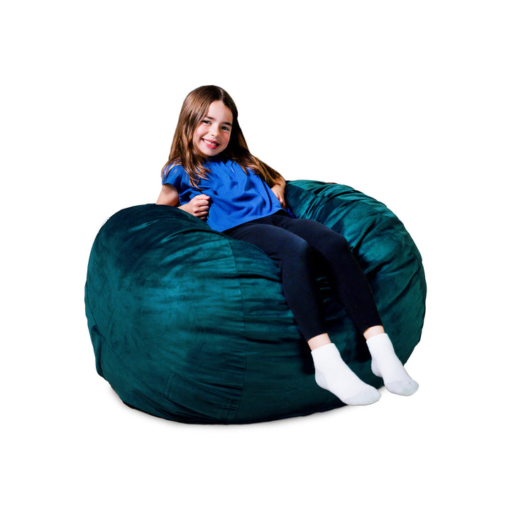 Little Big Fuf Foam Bean Bag Chair #color_mediterranean-plush