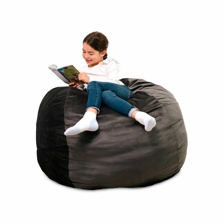 Little Big Fuf Foam Bean Bag Chair #color_teddy-gray-plush